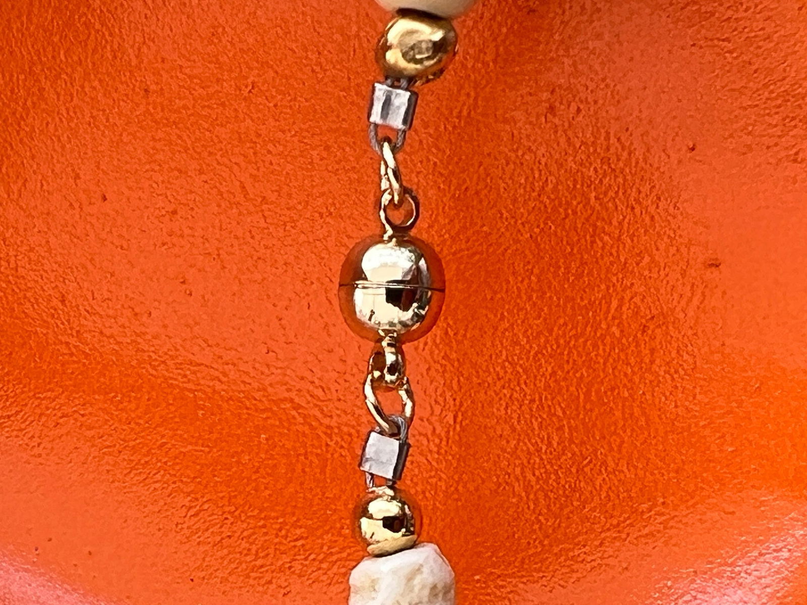 African Mali Beads with Cut Clam Necklace - 3