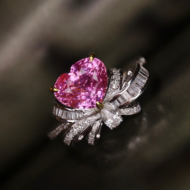 14K GOLD 2.43 CTW NATURAL PADPARADSCHA SAPPHIRE & DIAMOND RING - 2