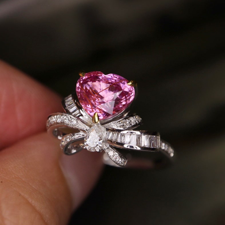 14K GOLD 2.43 CTW NATURAL PADPARADSCHA SAPPHIRE & DIAMOND RING - 5