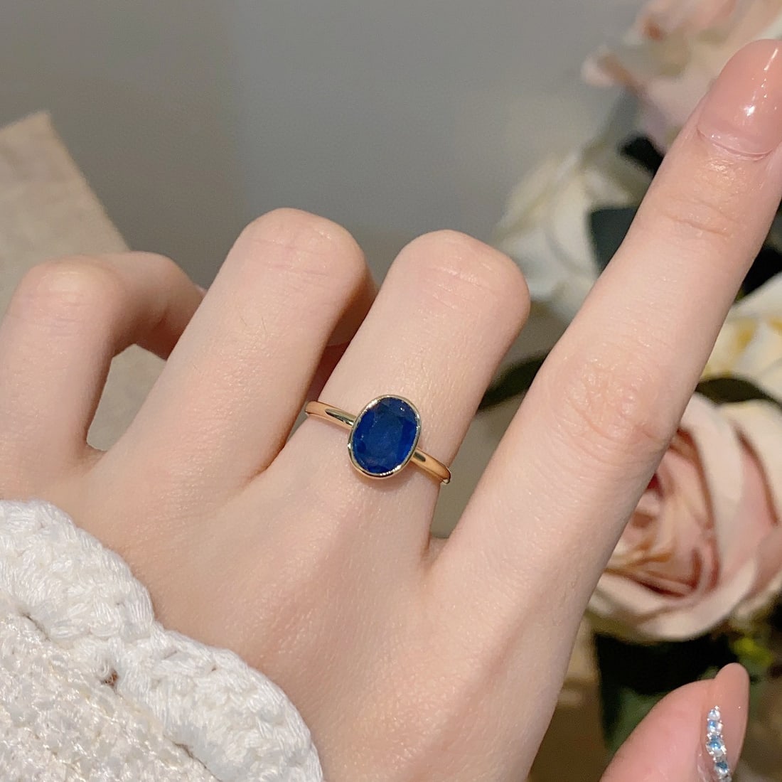14K GOLD 1.20 CT NATURAL SAPPHIRE RING - 2
