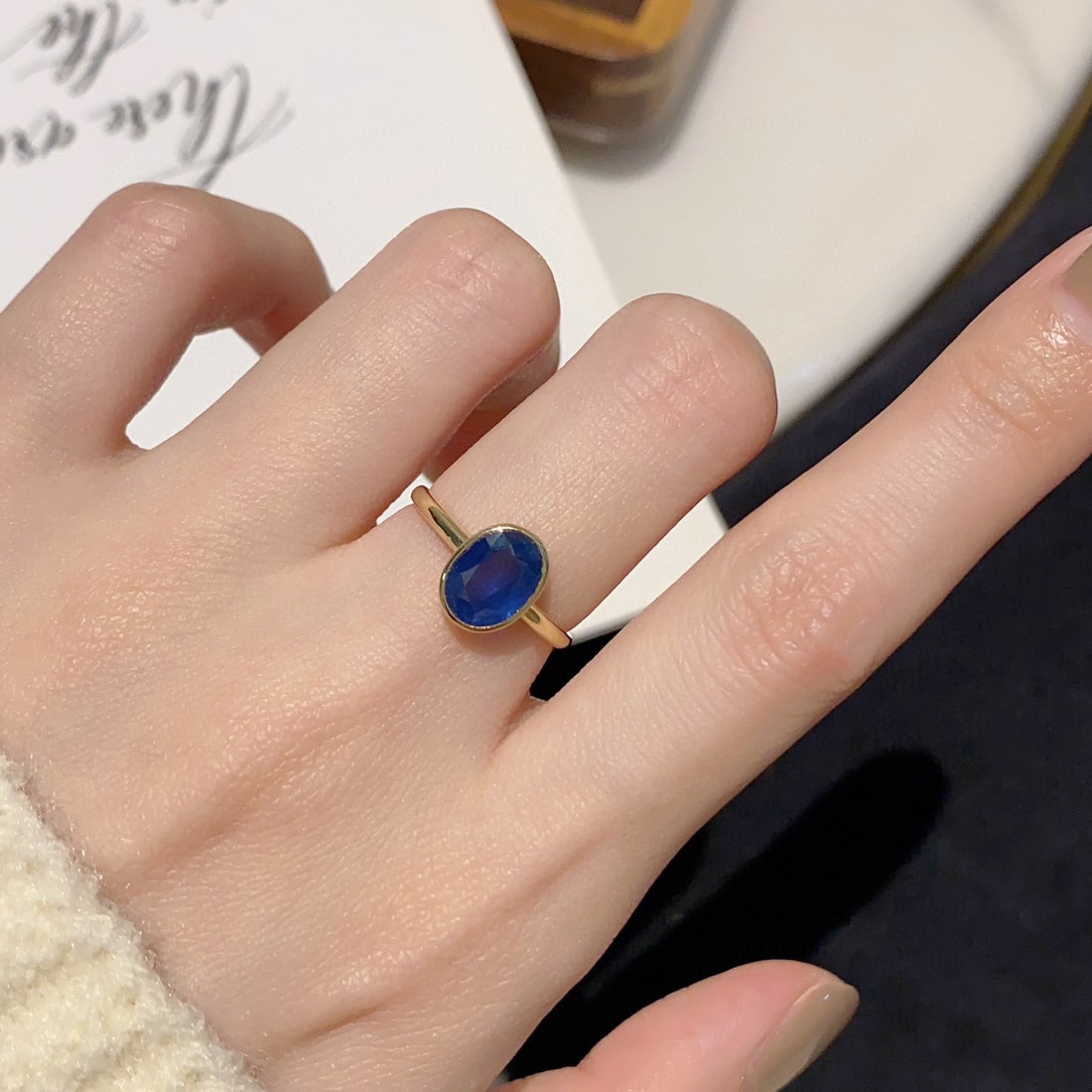 14K GOLD 1.20 CT NATURAL SAPPHIRE RING - 4