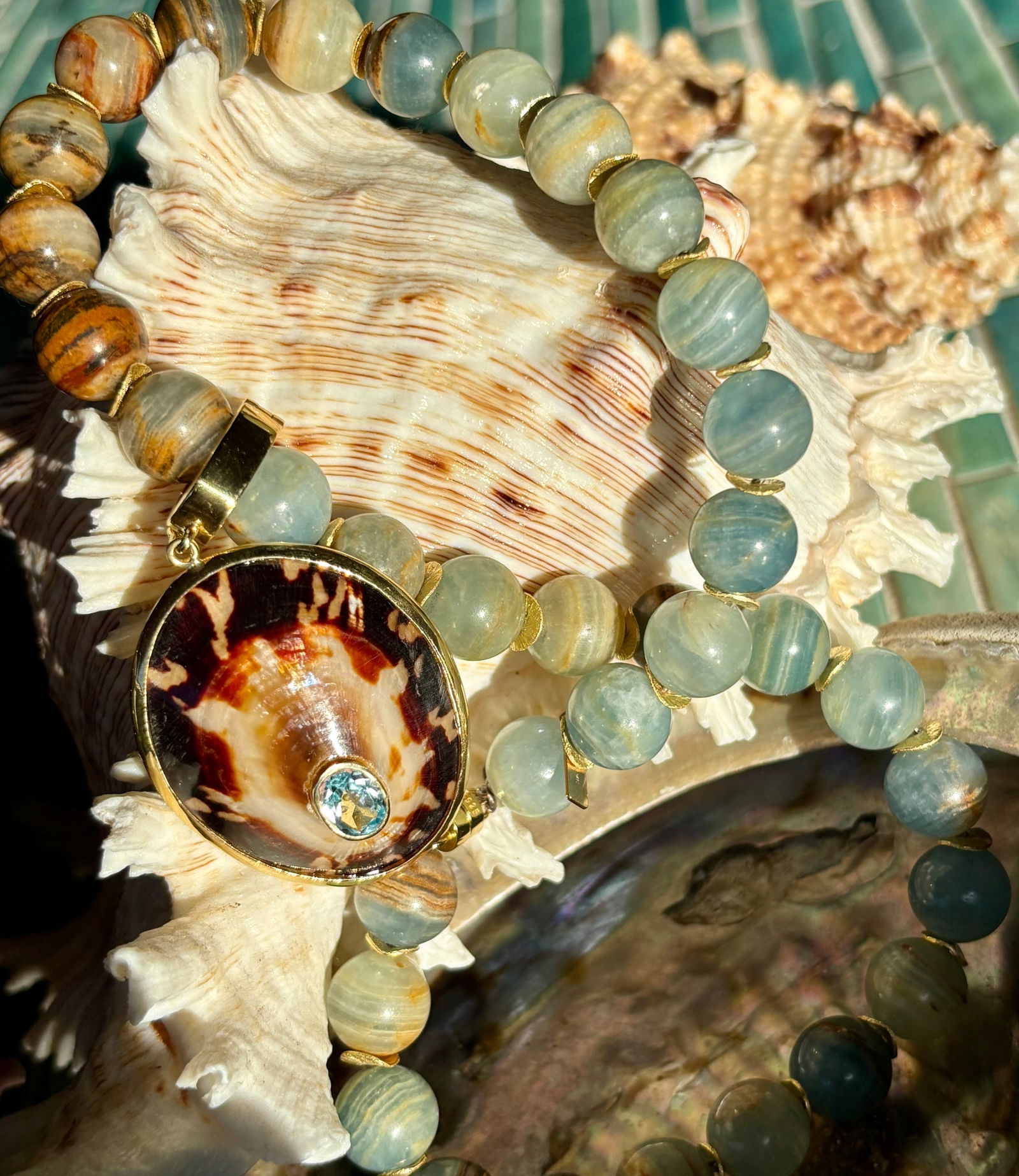 Ocean Jasper and Limpet Necklace - 2