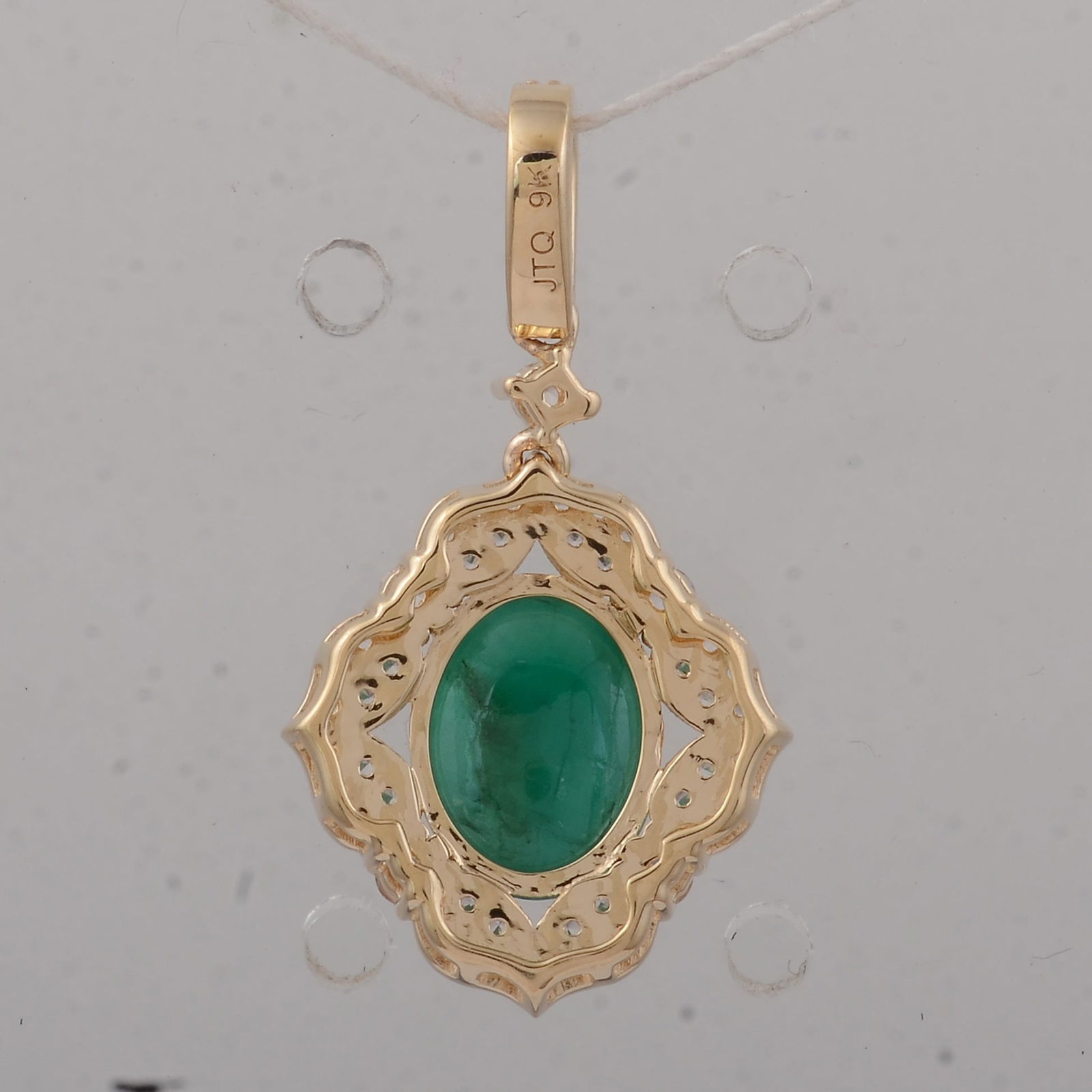 2.24 Ct Oval Emerald 9K Gold Pendant - 2