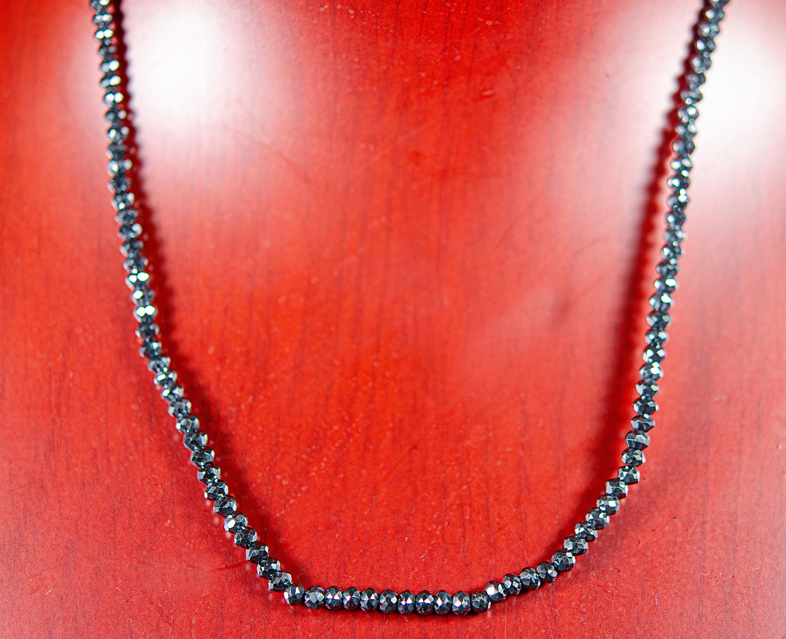 28.13 Cts Traditional Natural Black Diamond Beads with Silver Lock - 2