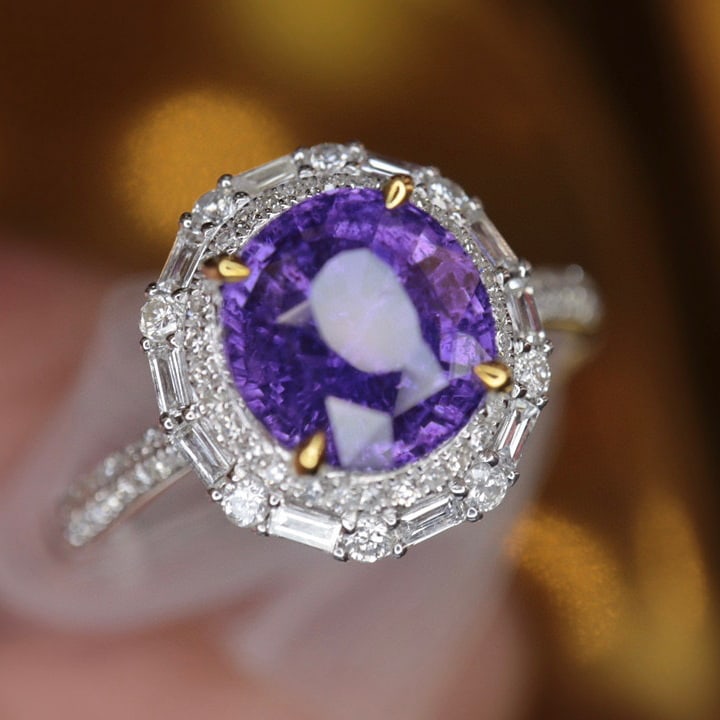 14K GOLD 2.85 CTW NATURAL SAPPHIRE & DIAMOND RING - 2