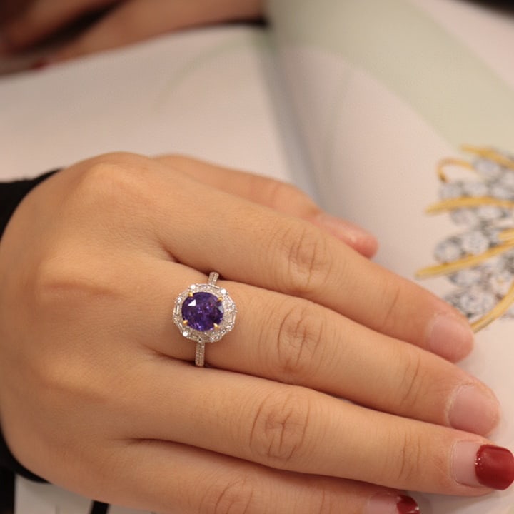 14K GOLD 2.85 CTW NATURAL SAPPHIRE & DIAMOND RING - 7