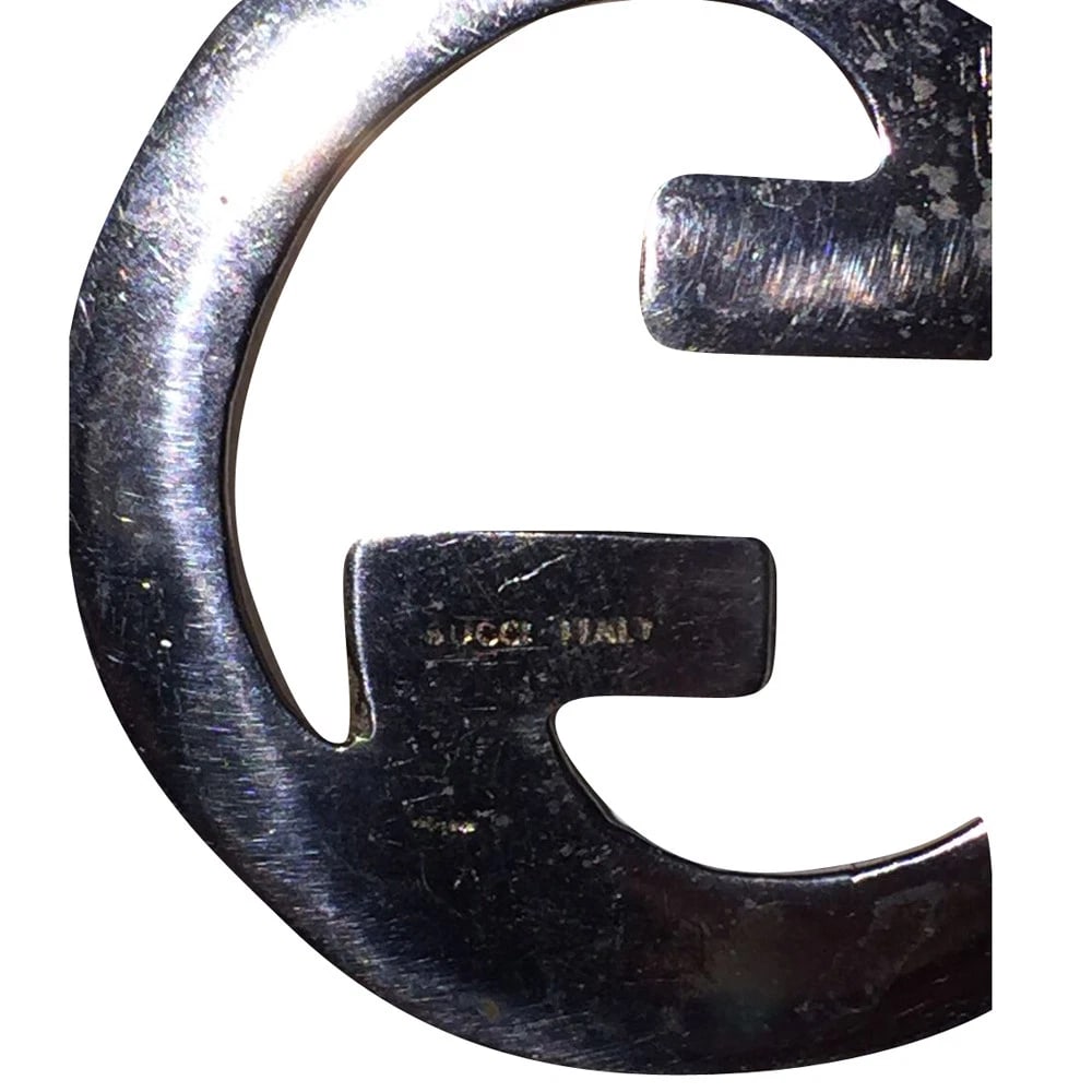 Large Silver Plated Gucci GG Monogrammed Pendant Chain Necklace - 6