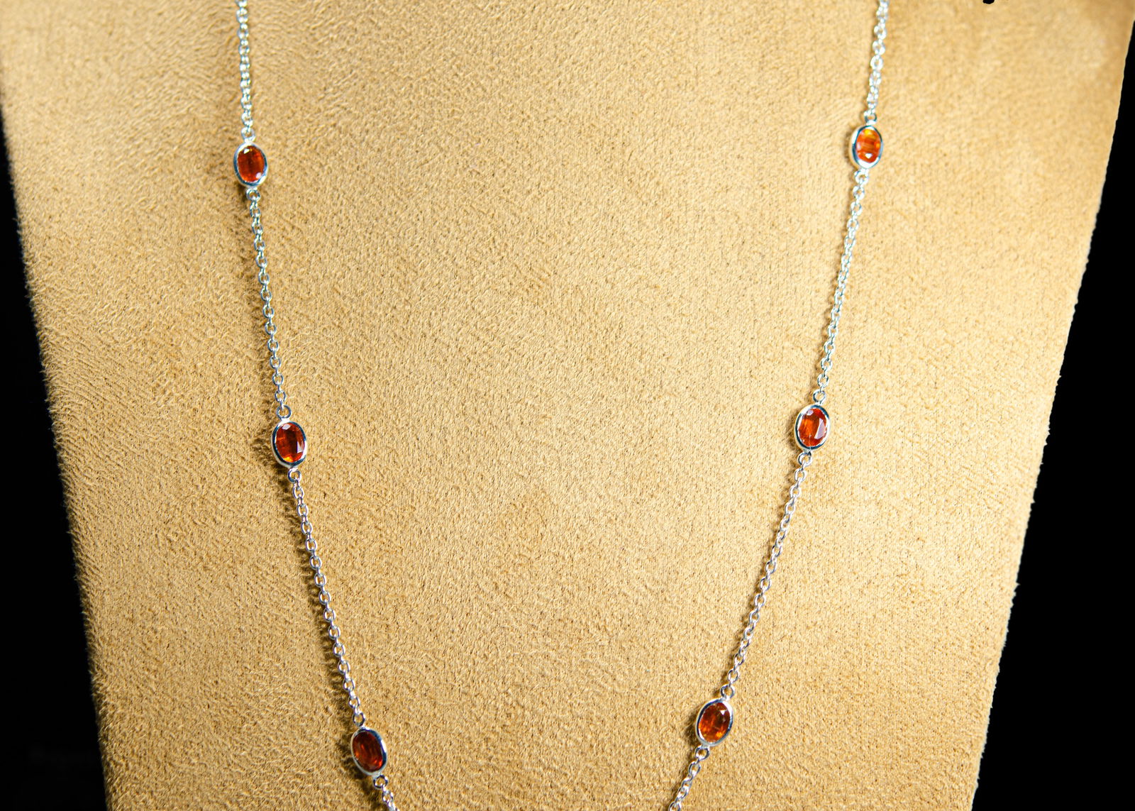 Rhodium-Plated 925 Silver Gem Chain with Garnet Accents - 2