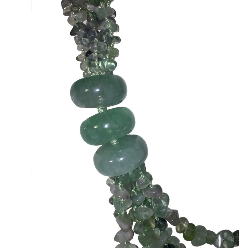 Handmade Green Fluorite Multi Stranded Beaded Statement Necklace - 4