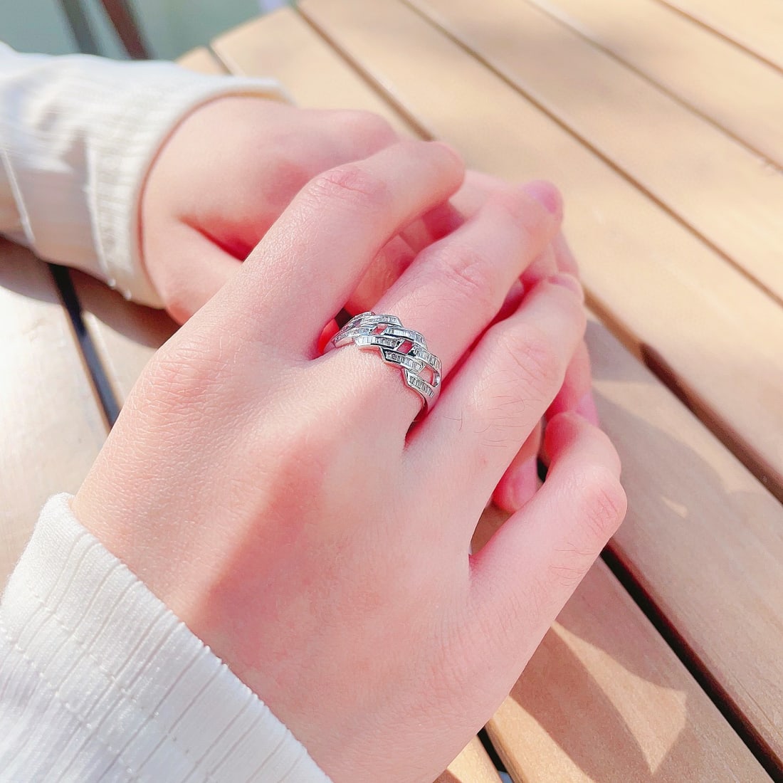 14K GOLD 0.34 CT NATURAL H DIAMOND RING - 2