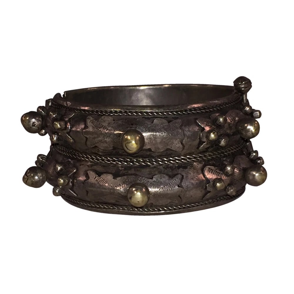 Silver Moroccan Berber Saharan Ethnic Tribal African Granulated Bracelet - 4