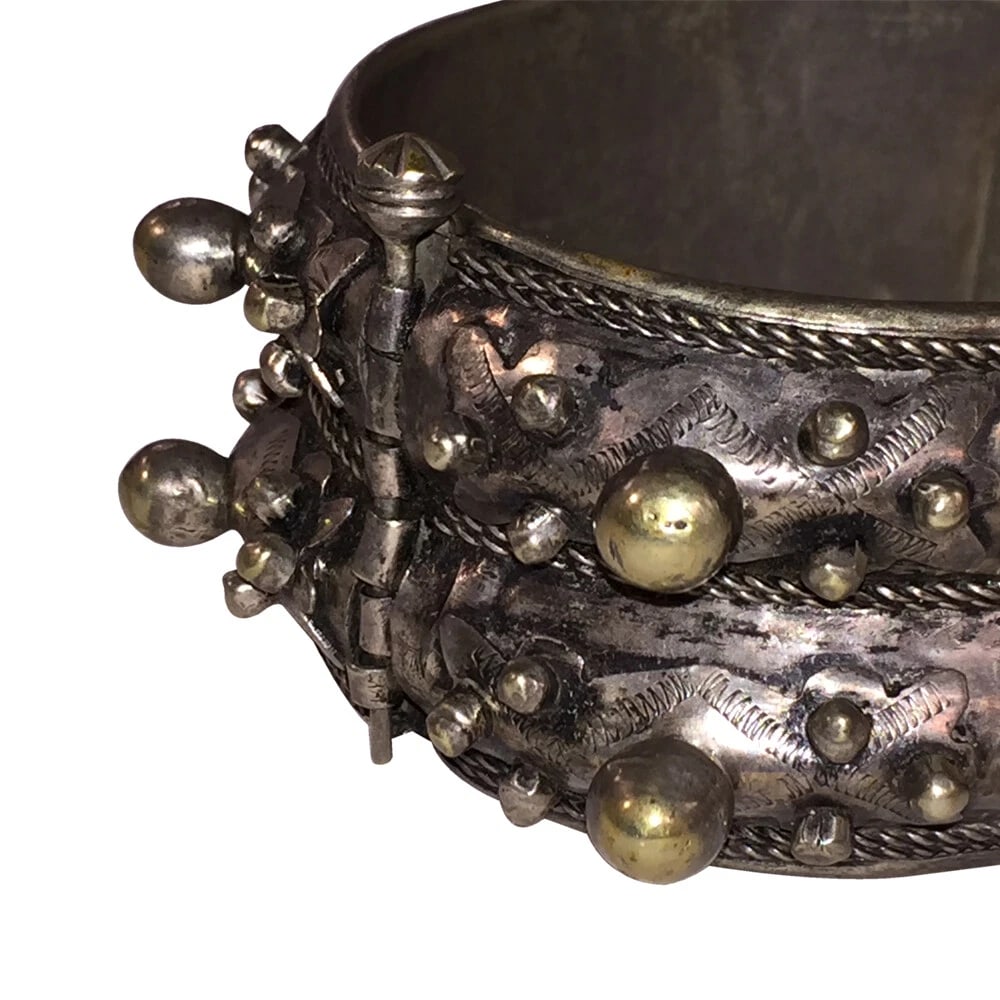 Silver Moroccan Berber Saharan Ethnic Tribal African Granulated Bracelet - 7