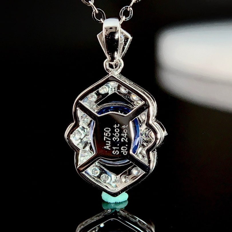 14K GOLD 1.60 CTW NATURAL SAPPHIRE & DIAMOND PENDANT - 4