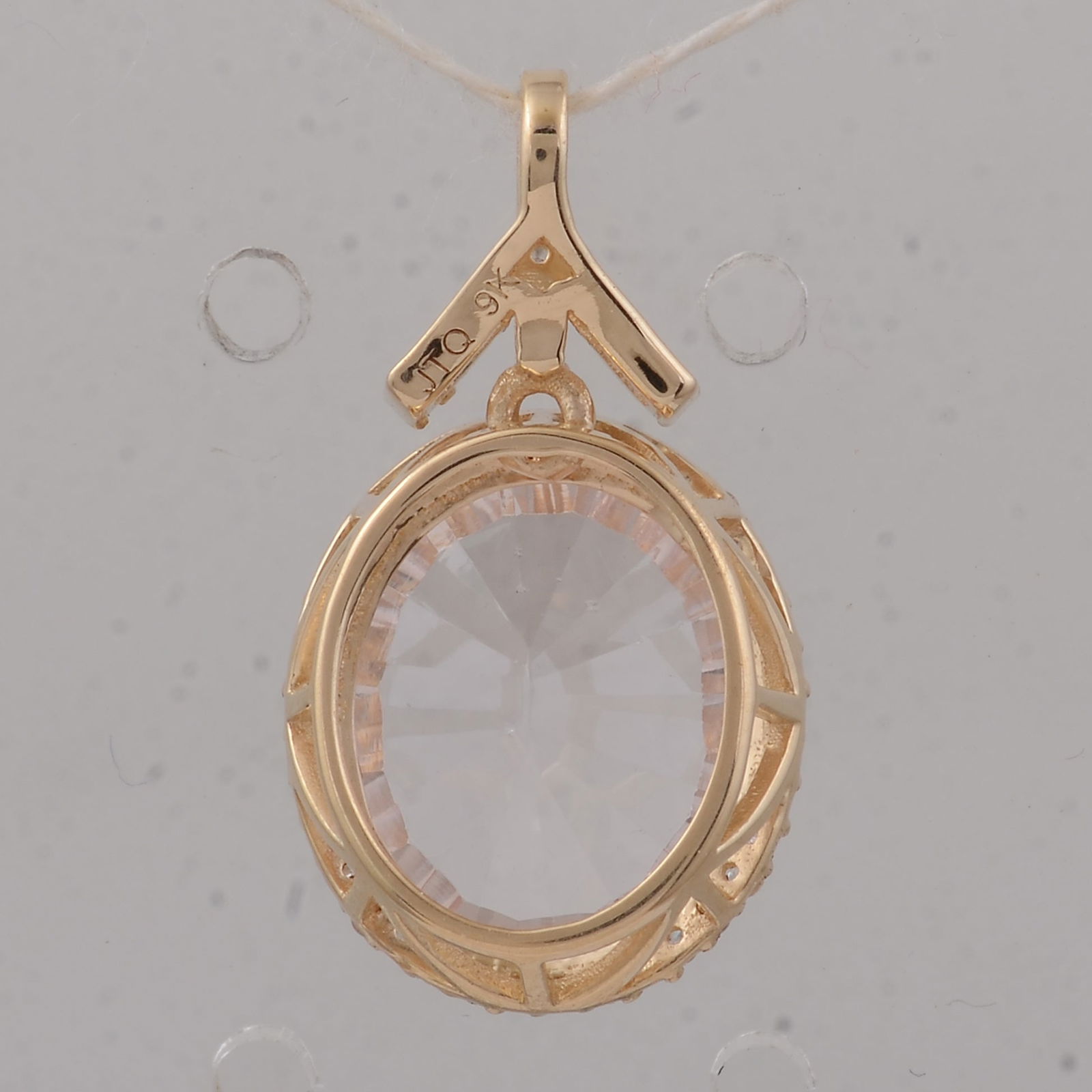 3.66 Ct Oval Morganite 9K Gold Pendant - 2