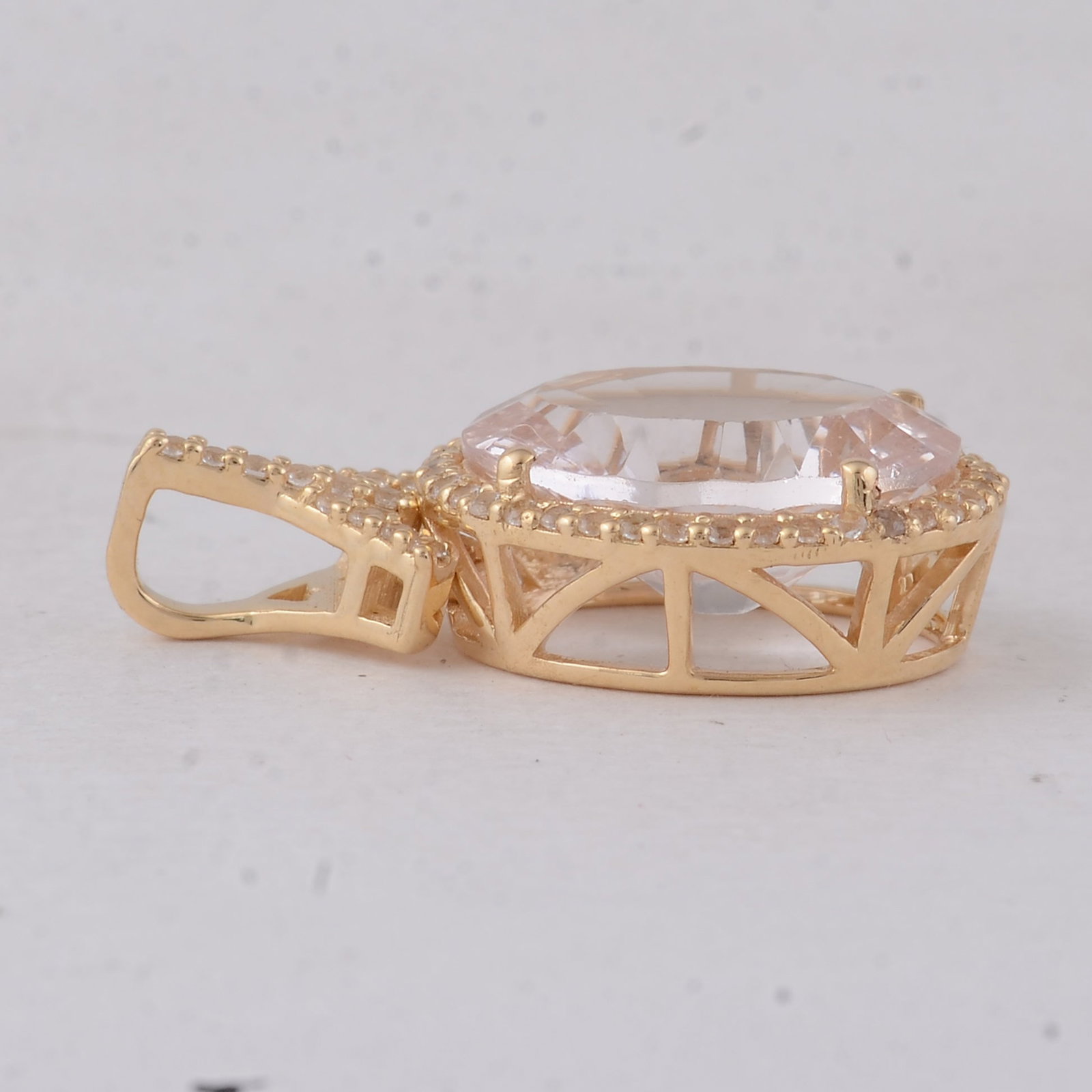 3.66 Ct Oval Morganite 9K Gold Pendant - 3