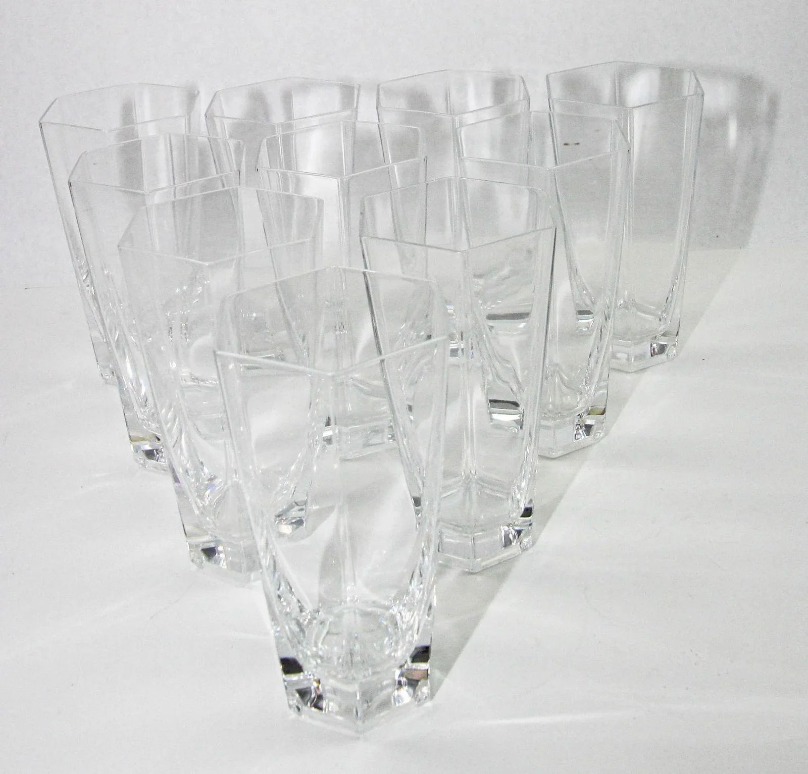 Frank Lloyd Wright by Tiffany Crystal Tumbler Highball Glasses Barware Set of 8 - 2