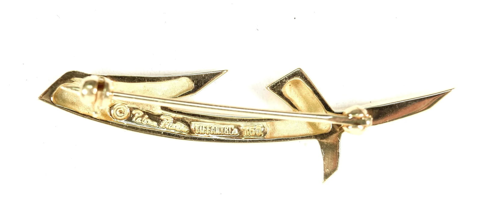 Vintage Tiffany Co Paloma Picasso Modernist 1.60 Inch Long 18 Karat Yellow Gold Brooch - 2