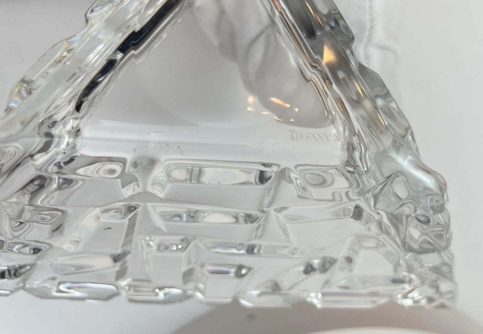 Tiffany Co Sierra Triangular Clear Cut Crystal Bowl Ashtray - 11