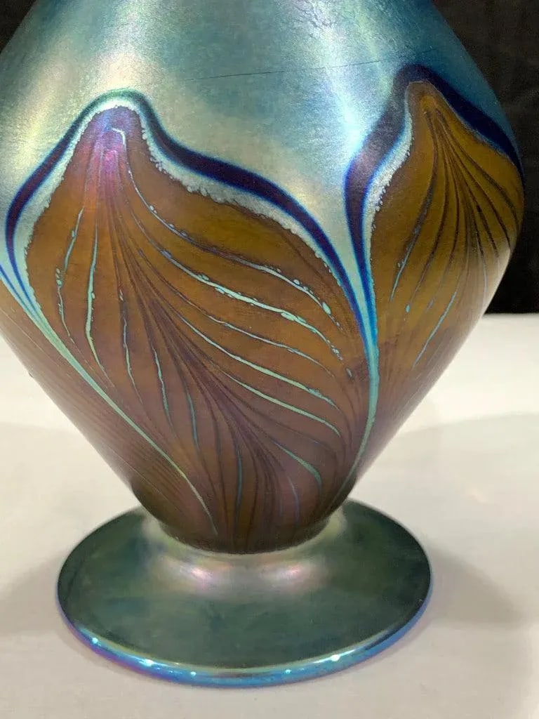 Late 20th Century Vandermark Art Glass Decanter, in the Style of Louis Comfort Tiffany - 7