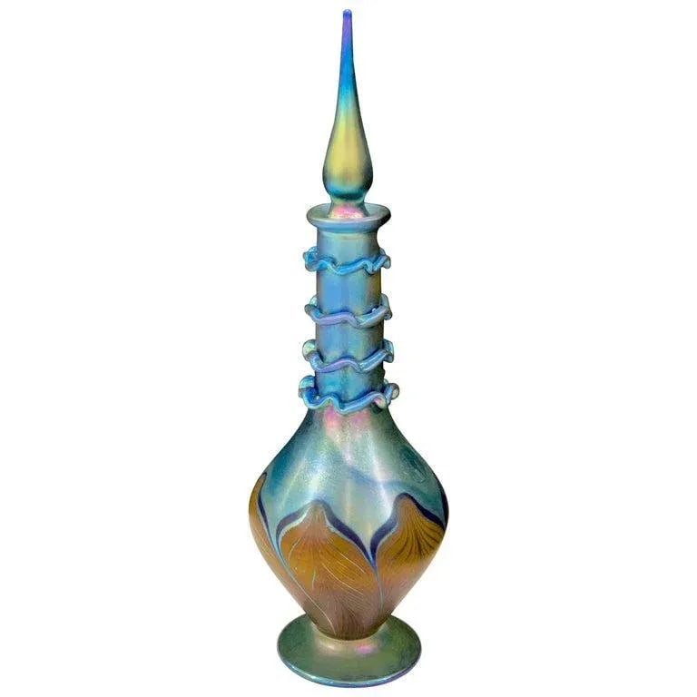Late 20th Century Vandermark Art Glass Decanter, in the Style of Louis Comfort Tiffany - 8