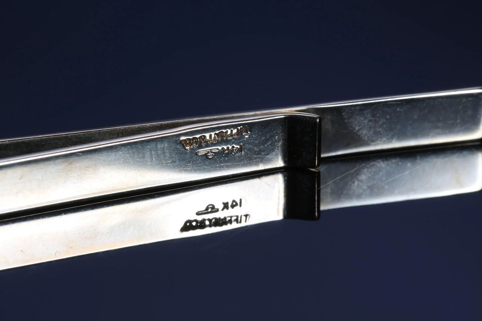 Vintage 14 Karat Gold Tiffany Co Fluted 2 Inch Bar Clip - 2