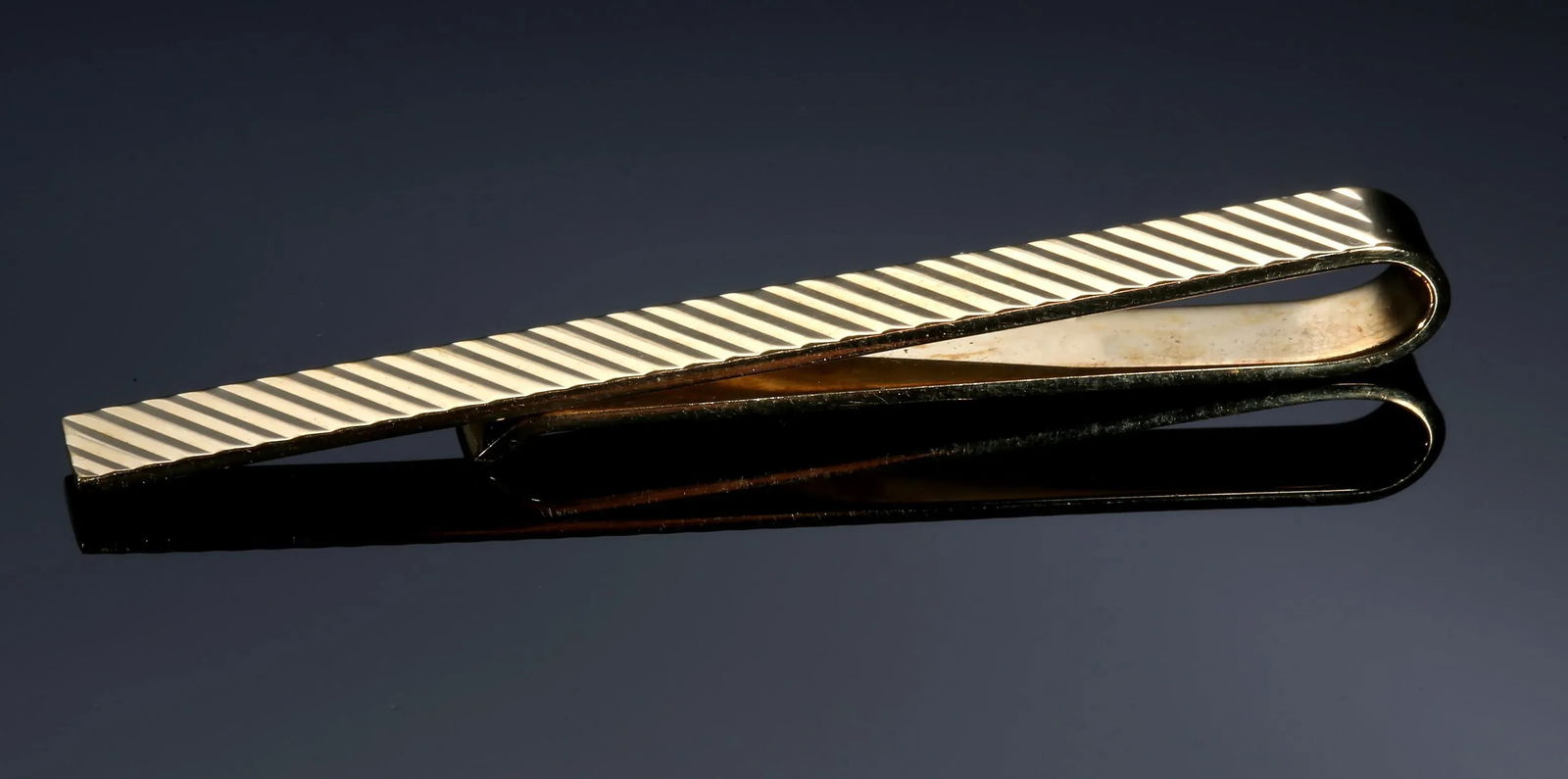 Vintage 14 Karat Gold Tiffany Co Fluted 2 Inch Bar Clip - 7