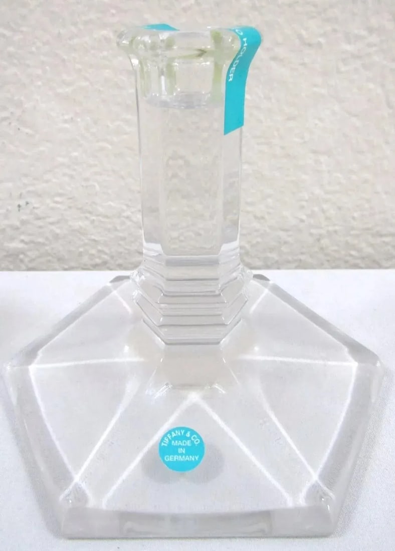 1980s Tiffany & Co. Bamboo Design Crystal Candlestick Holders - a Pair - 7