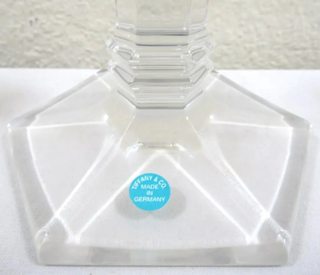 1980s Tiffany & Co. Bamboo Design Crystal Candlestick Holders - a Pair - 8