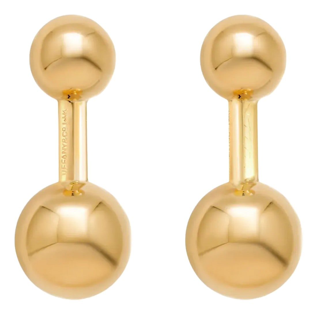 Tiffany and Co Vintage Solid 14 Karat Yellow Gold Ball Cufflinks - 2 Pieces: Vintage Tiffany & Co. Solid 14 karat Yellow Gold Ball Cufflinks Handsome cufflinks from Tiffany & Co. The cufflinks have 9.5mm and 12.5mm gold ball at each end of the piece. Signed "Tiffany & Co."