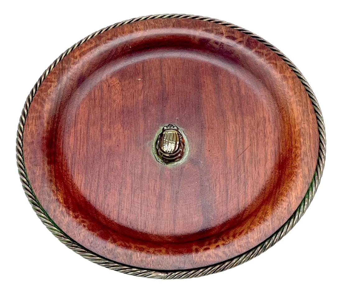 Tiffany Studios Favirlle Glass Scarab, Bronze Mounted Wood Vide-Poche (1 of 8)