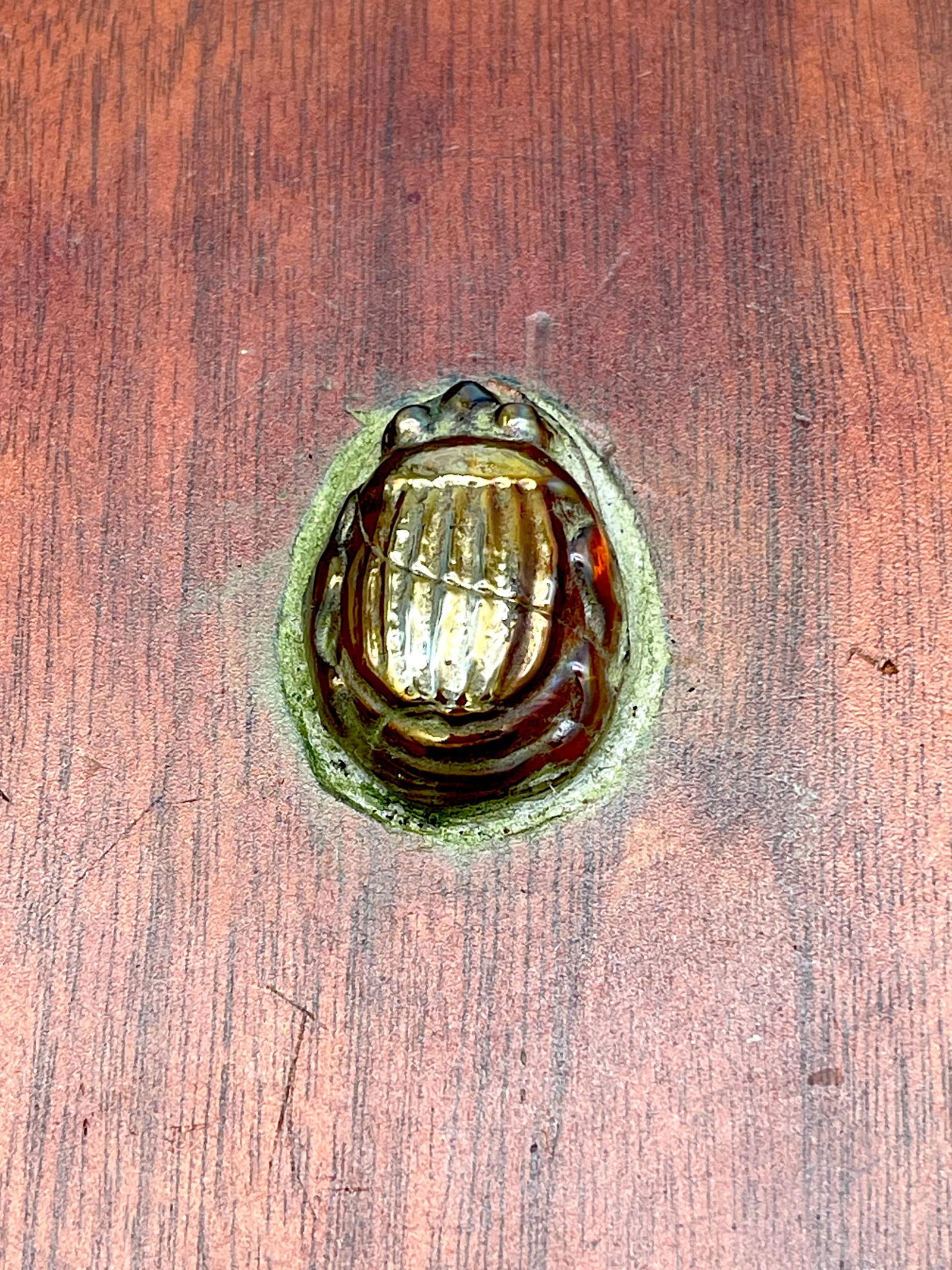 Tiffany Studios Favirlle Glass Scarab, Bronze Mounted Wood Vide-Poche - 3