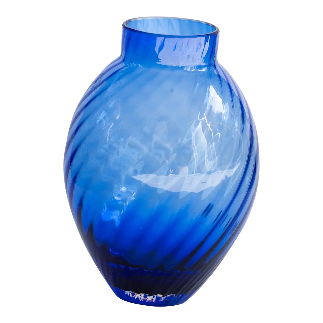 Mid 20th Century Tiffany & Co. Blue Spiral-Cut Glass Vase: A Striking Blend of Color, Craftsmanship, and Brand Legacy Elevate your interior décor with this Tiffany & Co. Blue Spiral-Cut Vase, a captivating piece from the 20th century. Meticulously