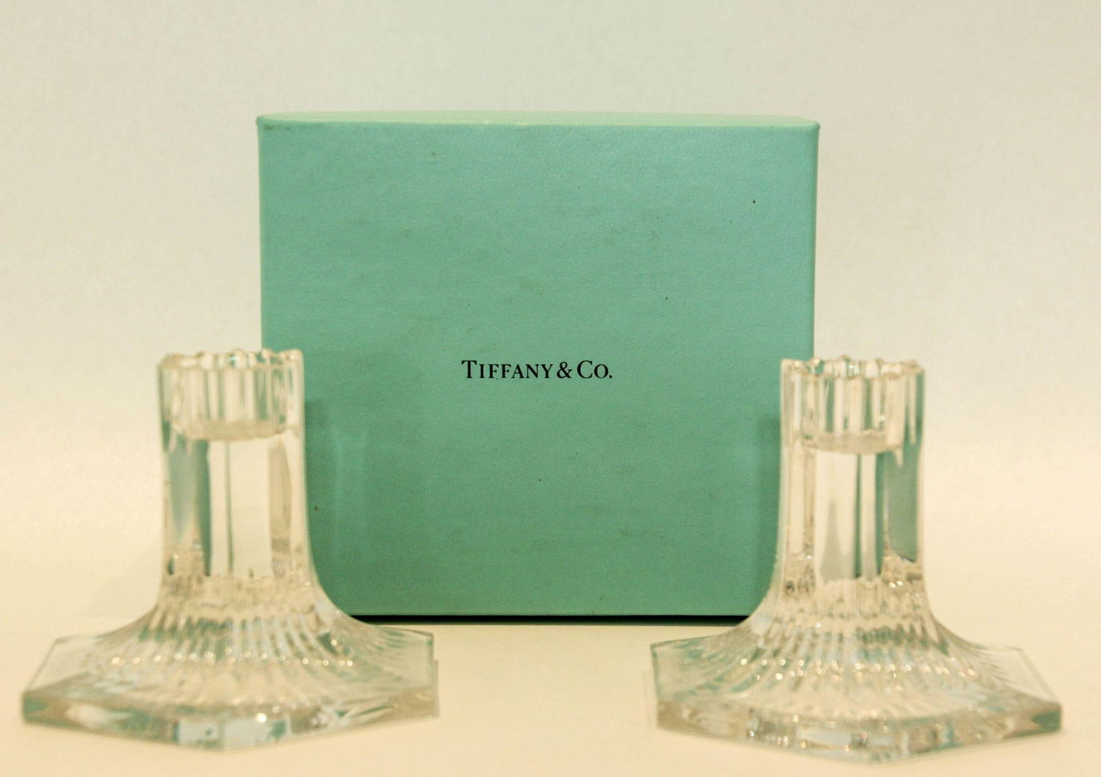 Pair of Louis Comfort Tiffany & Co. Clear Crystal Candlesticks - 2