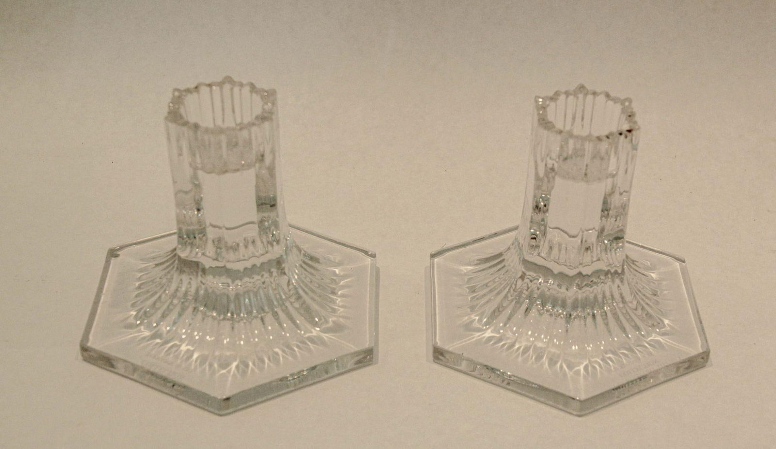 Pair of Louis Comfort Tiffany & Co. Clear Crystal Candlesticks - 3
