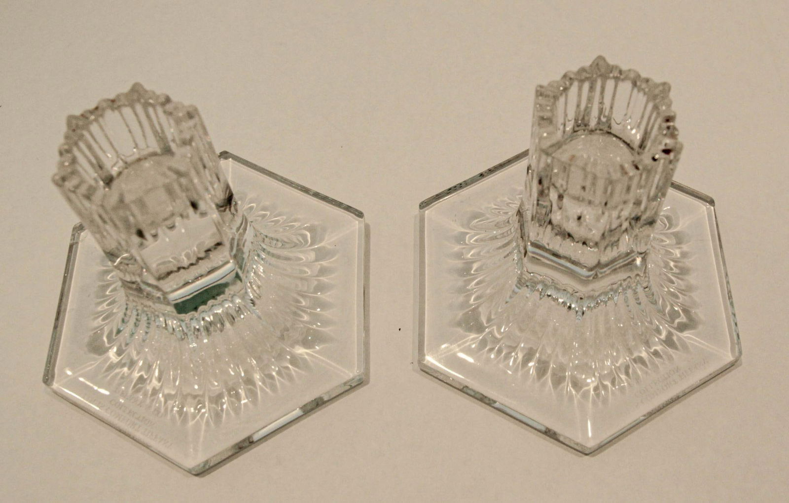 Pair of Louis Comfort Tiffany & Co. Clear Crystal Candlesticks - 4