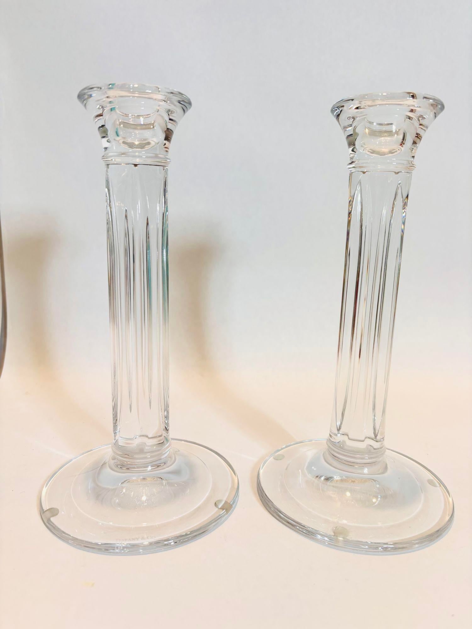 Tiffany & Co. Clear Crystal Candlesticks a Pair - 12