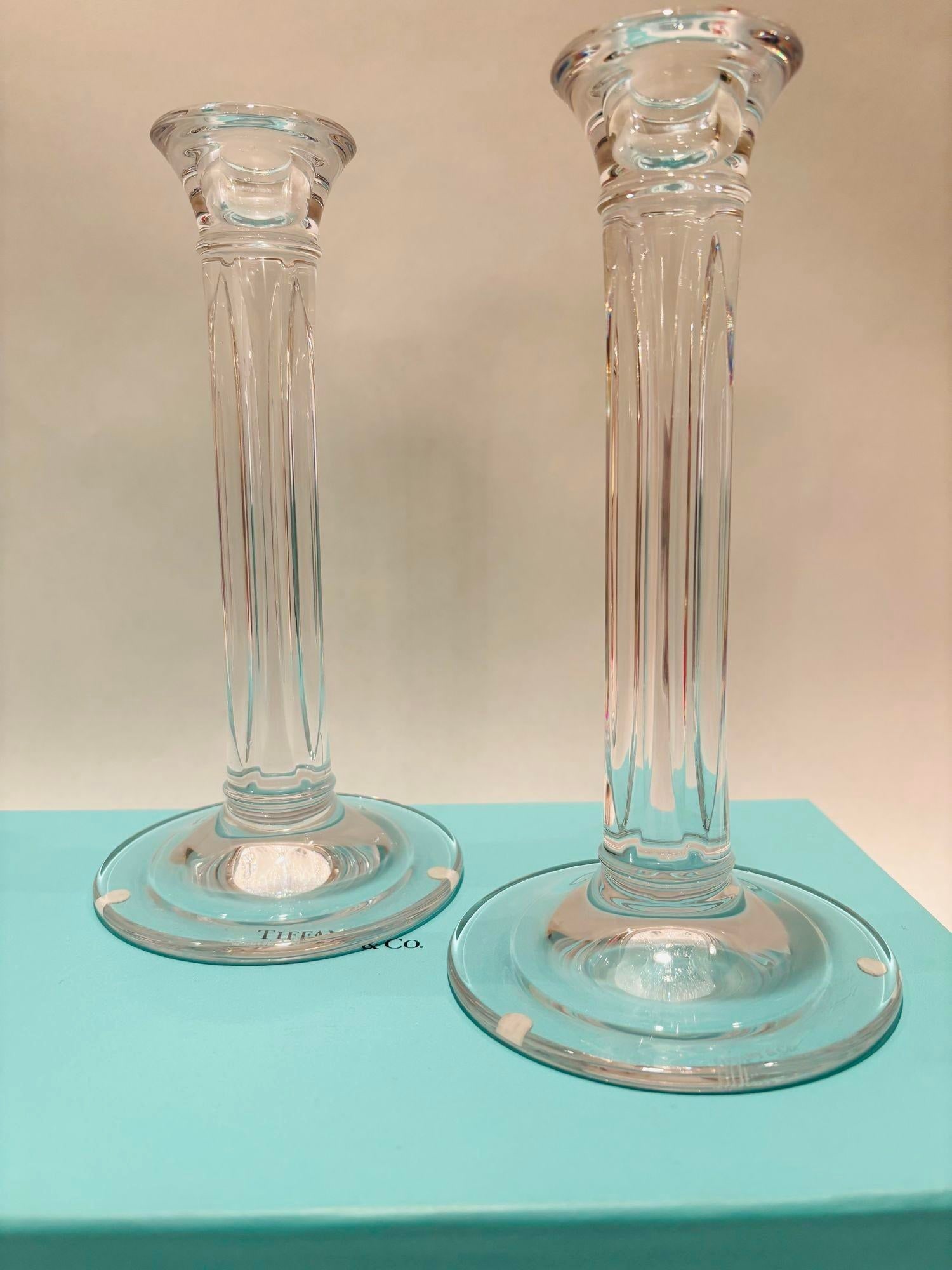 Tiffany & Co. Clear Crystal Candlesticks a Pair - 3