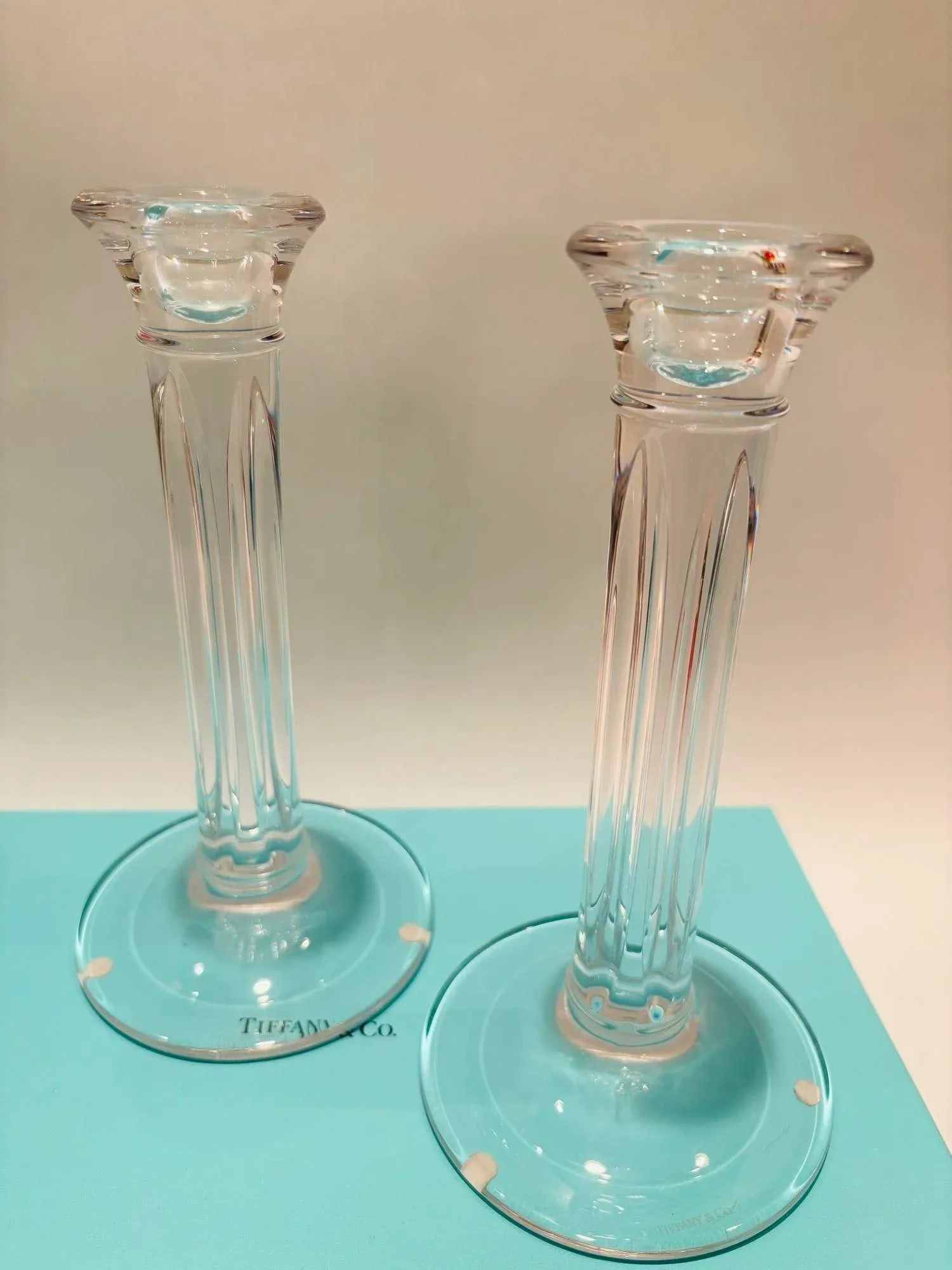 Tiffany & Co. Clear Crystal Candlesticks a Pair - 4