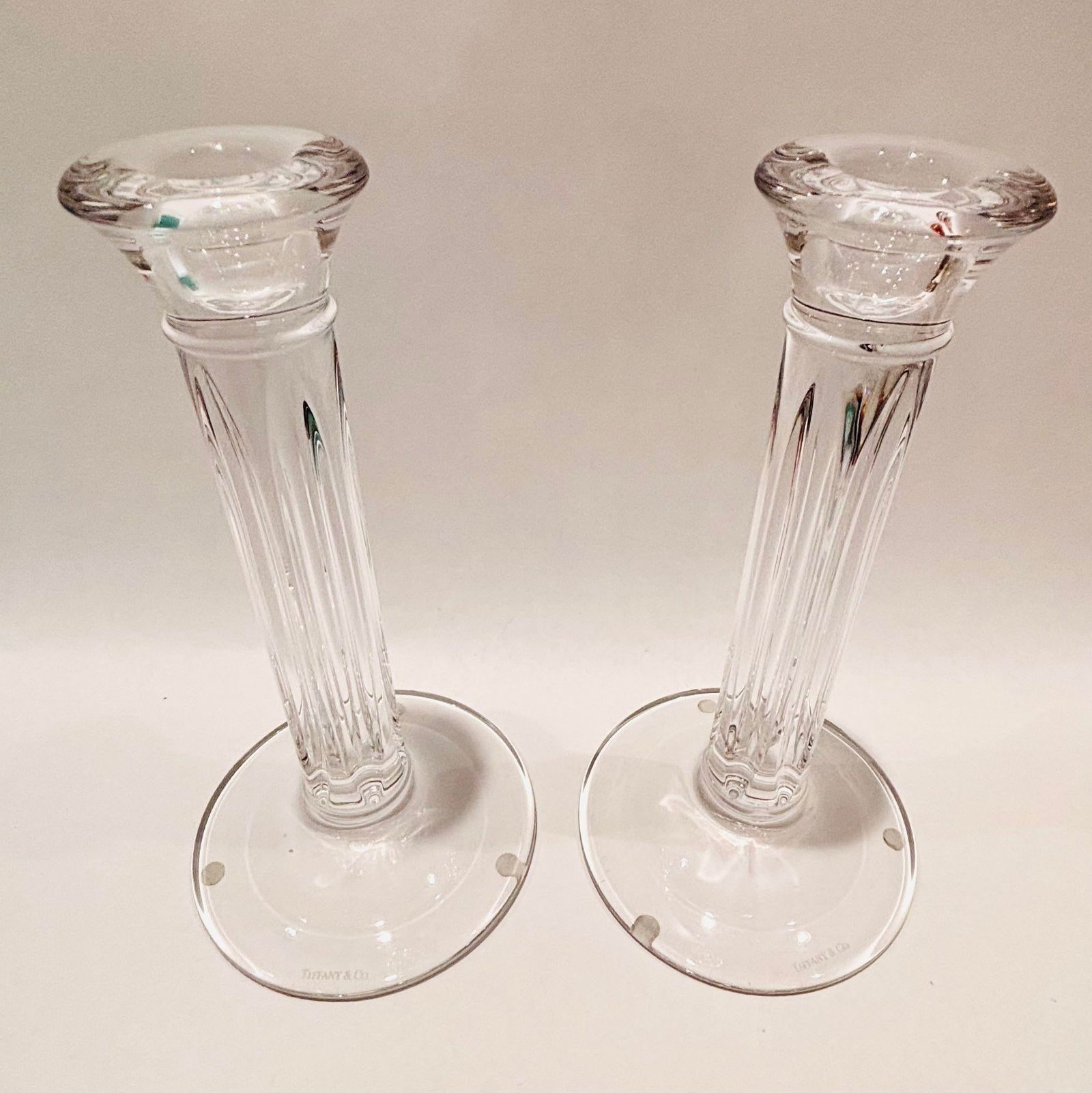 Tiffany & Co. Clear Crystal Candlesticks a Pair - 6