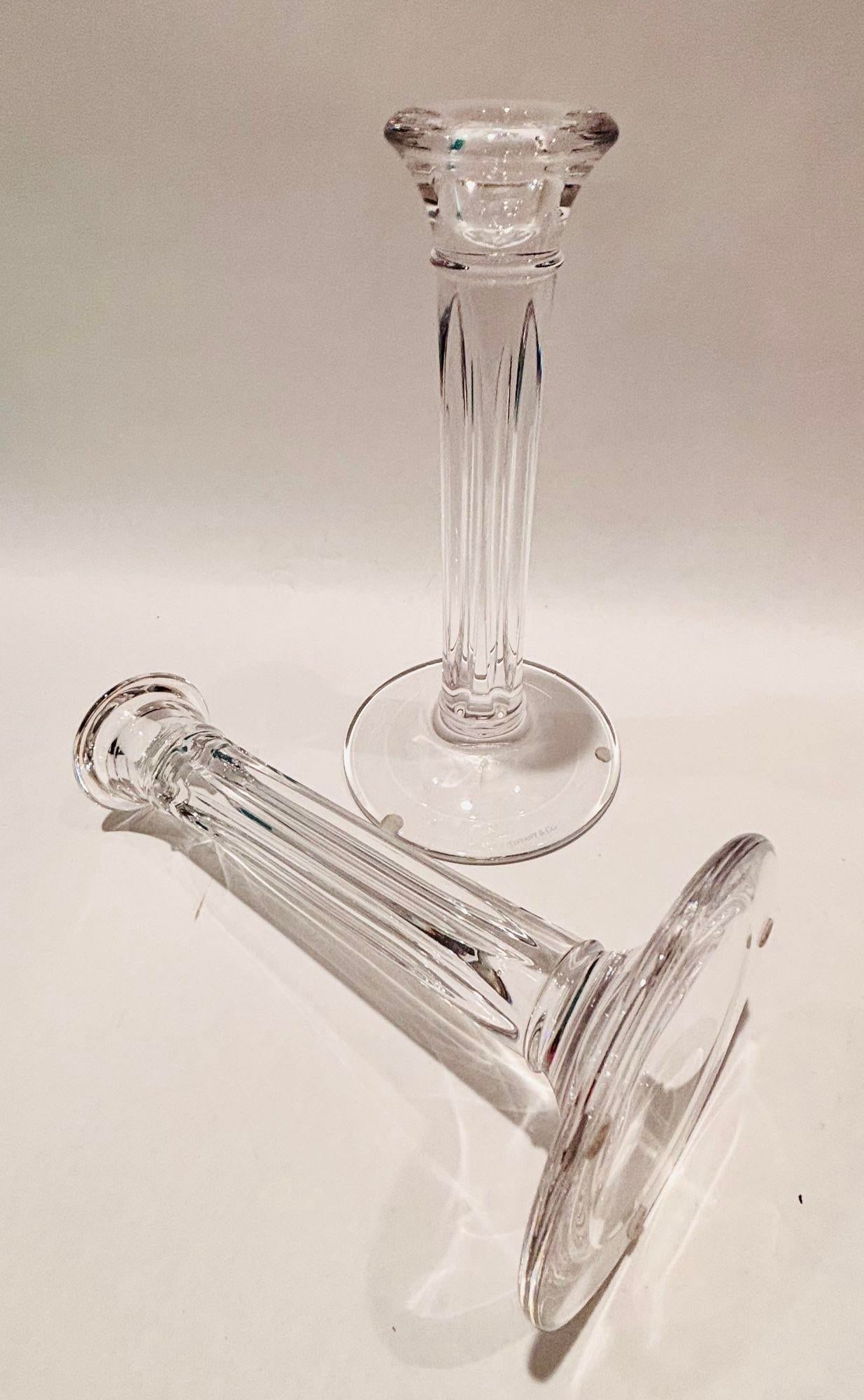 Tiffany & Co. Clear Crystal Candlesticks a Pair - 8
