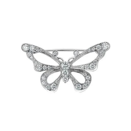 1990s Vintage Tiffany & Co. Platinum Diamond Butterfly Brooch - 3