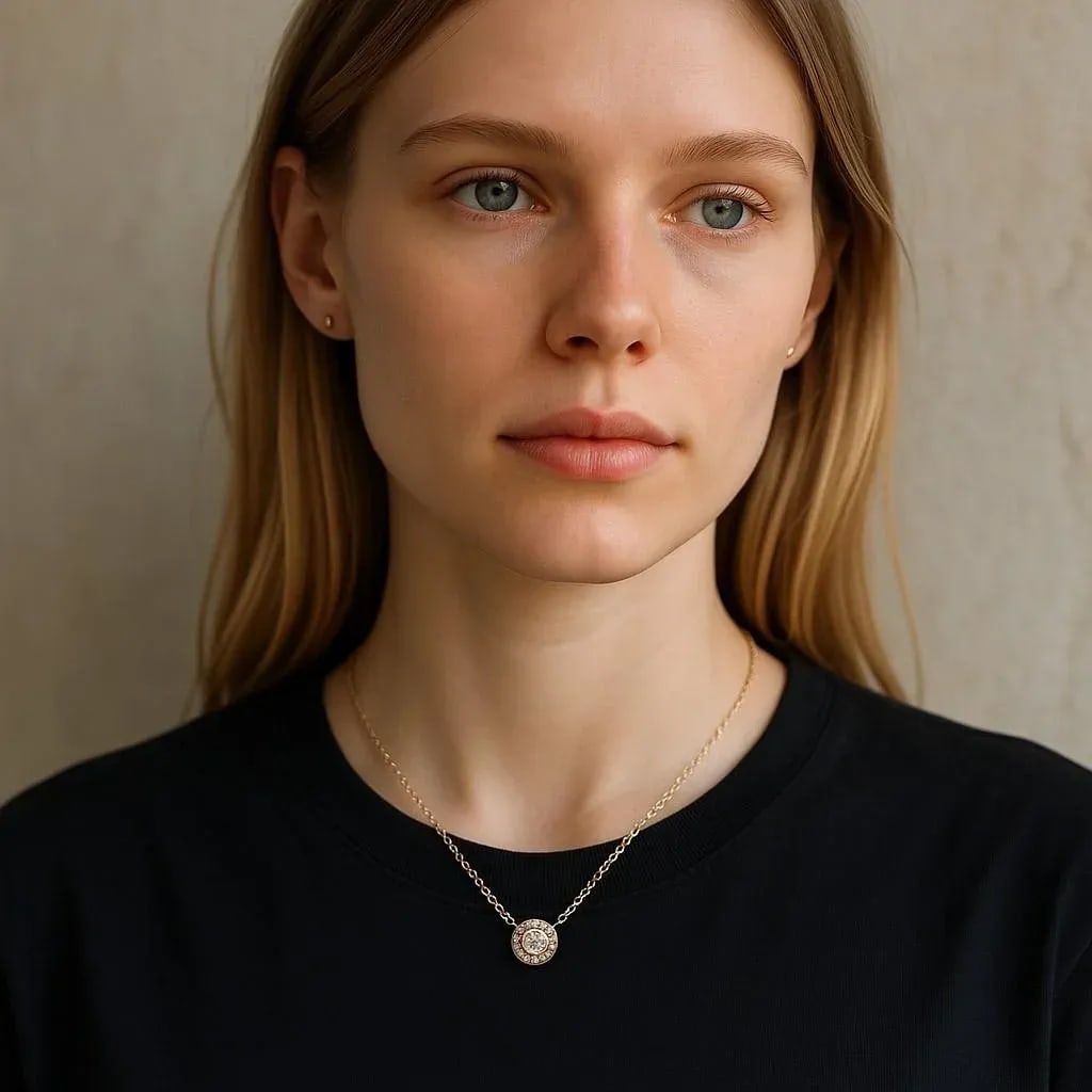 Tiffany and Co Vintage 18k Yellow Gold Diamond Halo Pendant Necklace 0.15 Carats - 2