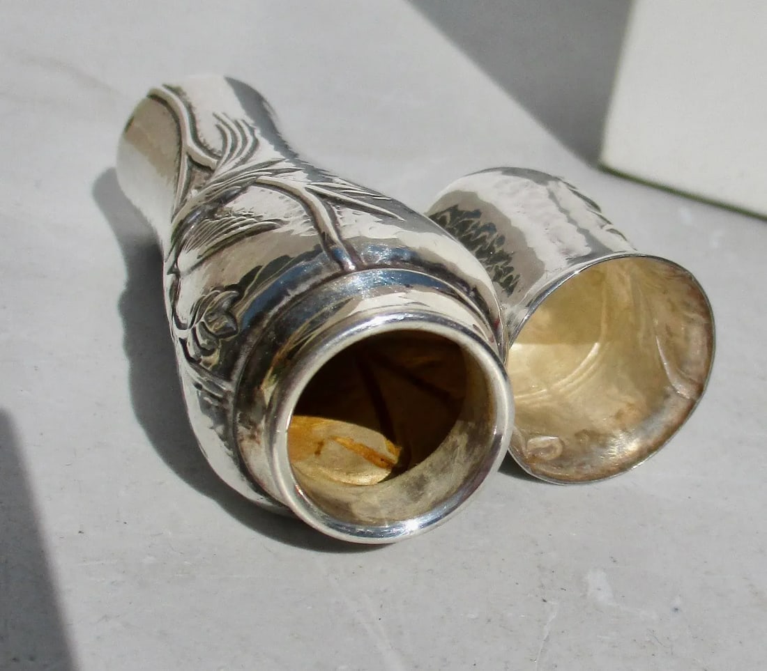 Tiffany Sterling Silver Perfume Case Audubon Pattern2003 Spain - 5