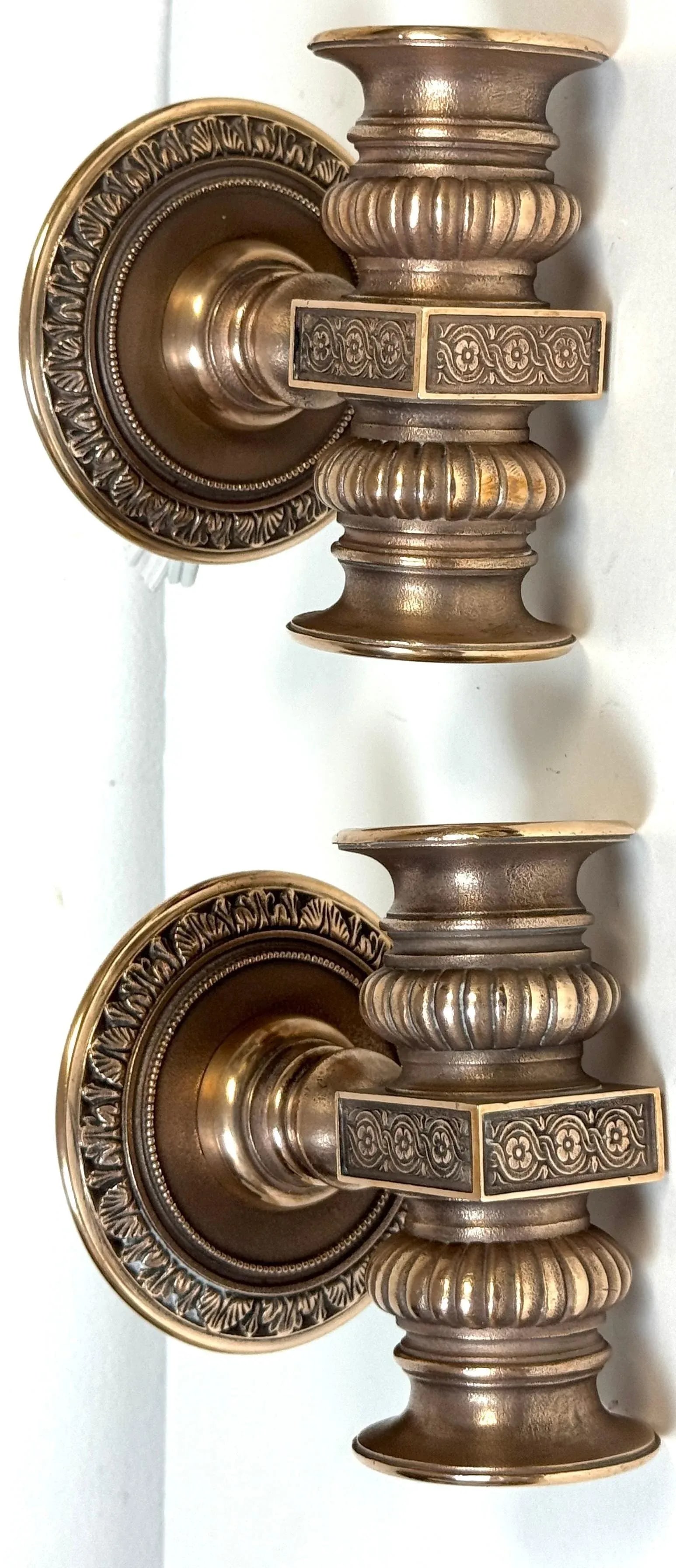 Pair of Tiffany Studios Style Two-Light Bronze Theatre Sconces, Circa 1900 - 5