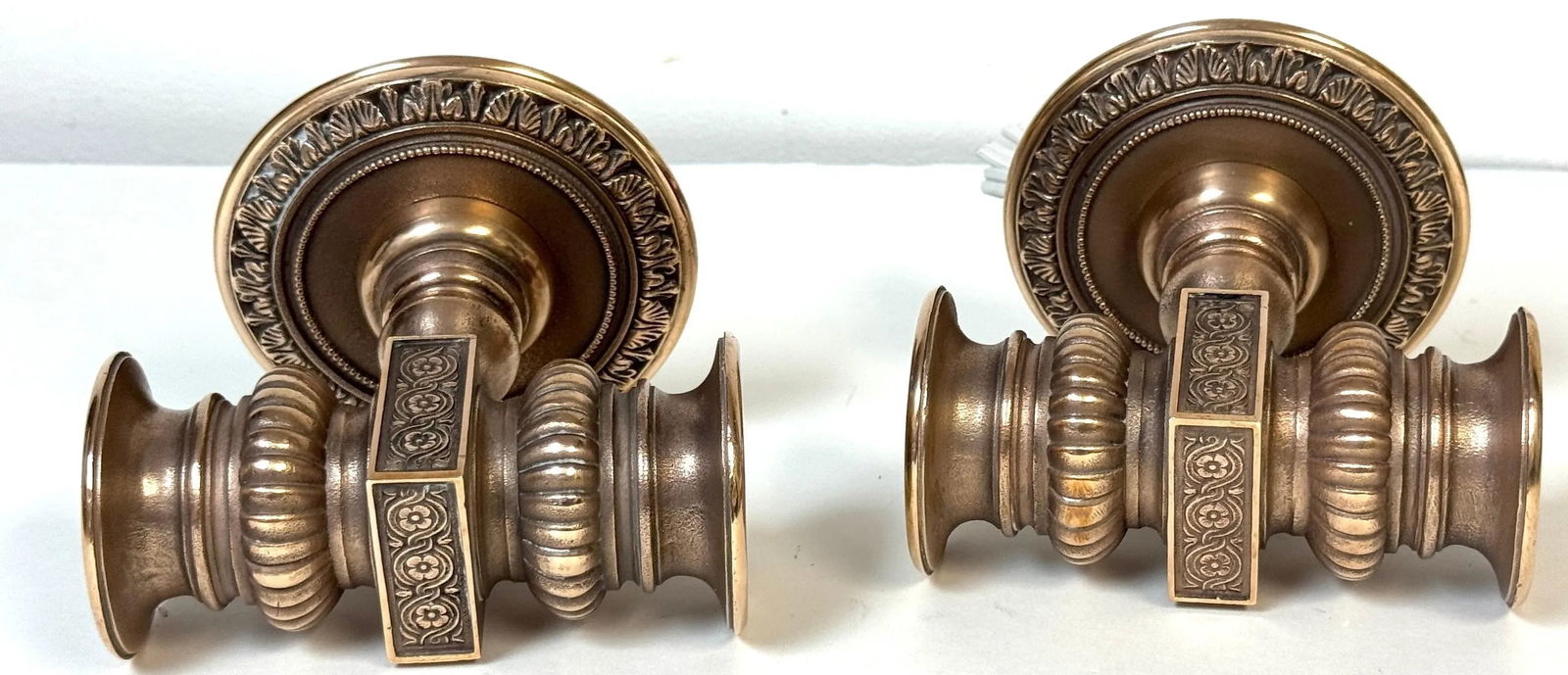 Pair of Tiffany Studios Style Two-Light Bronze Theatre Sconces, Circa 1900 - 6