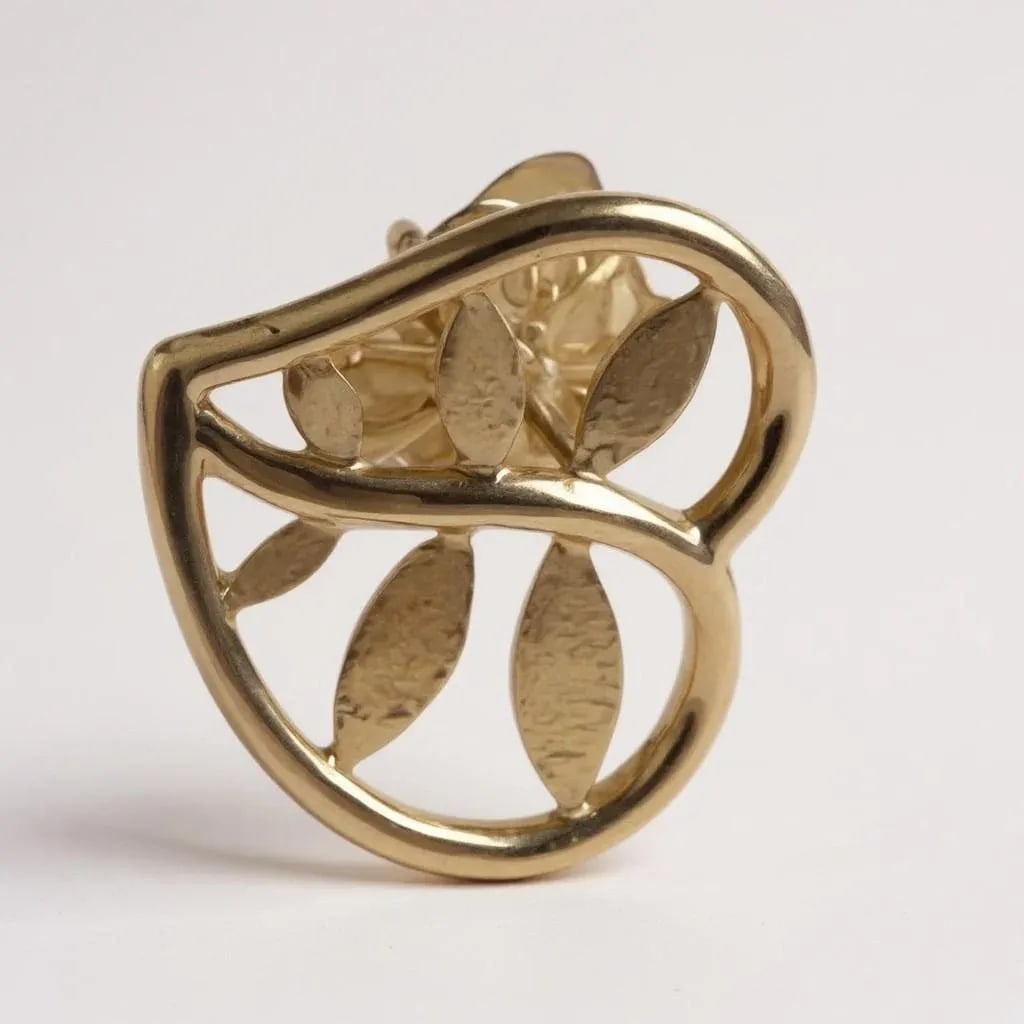 Vintage Tiffany and Co. 18k Yellow Gold Heart and Botanical Earrings, A Pair - 4