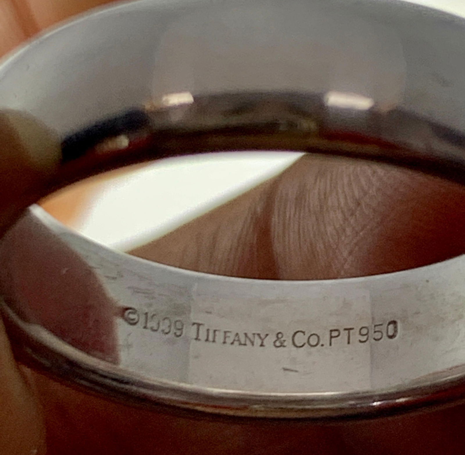 Tiffany & Co. Signed Platinum Wide Plain Wedding Band Ring 15 Grams, Estate - 5