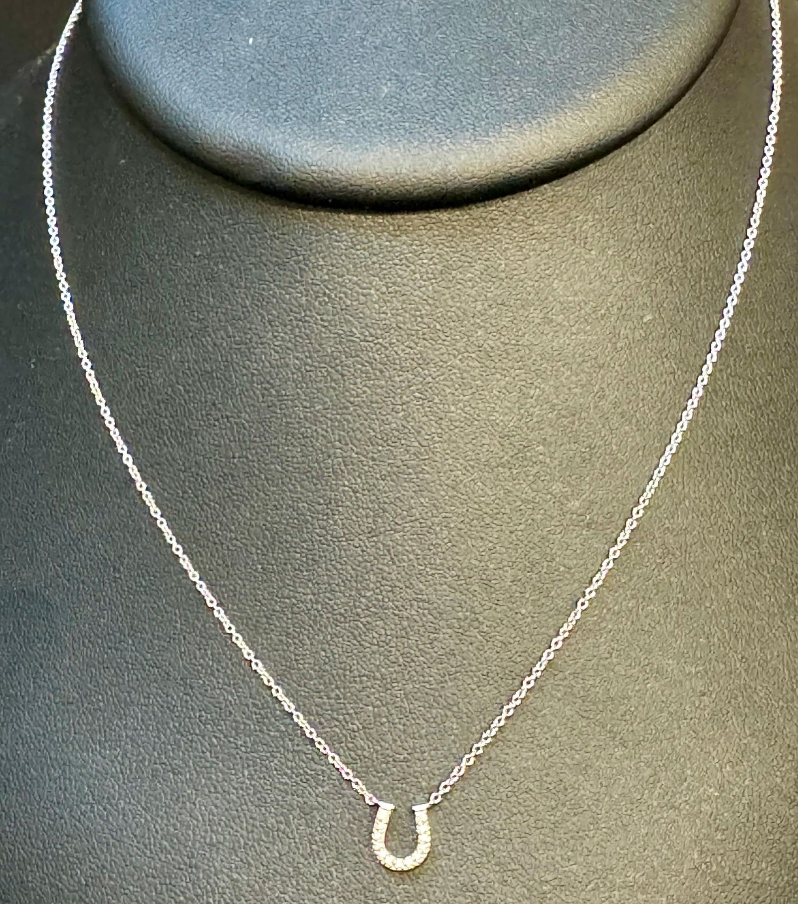 Tiffany & Co. Horseshoe 18P Diamond Necklace 16" 18 Karat White Gold Authentic - 18