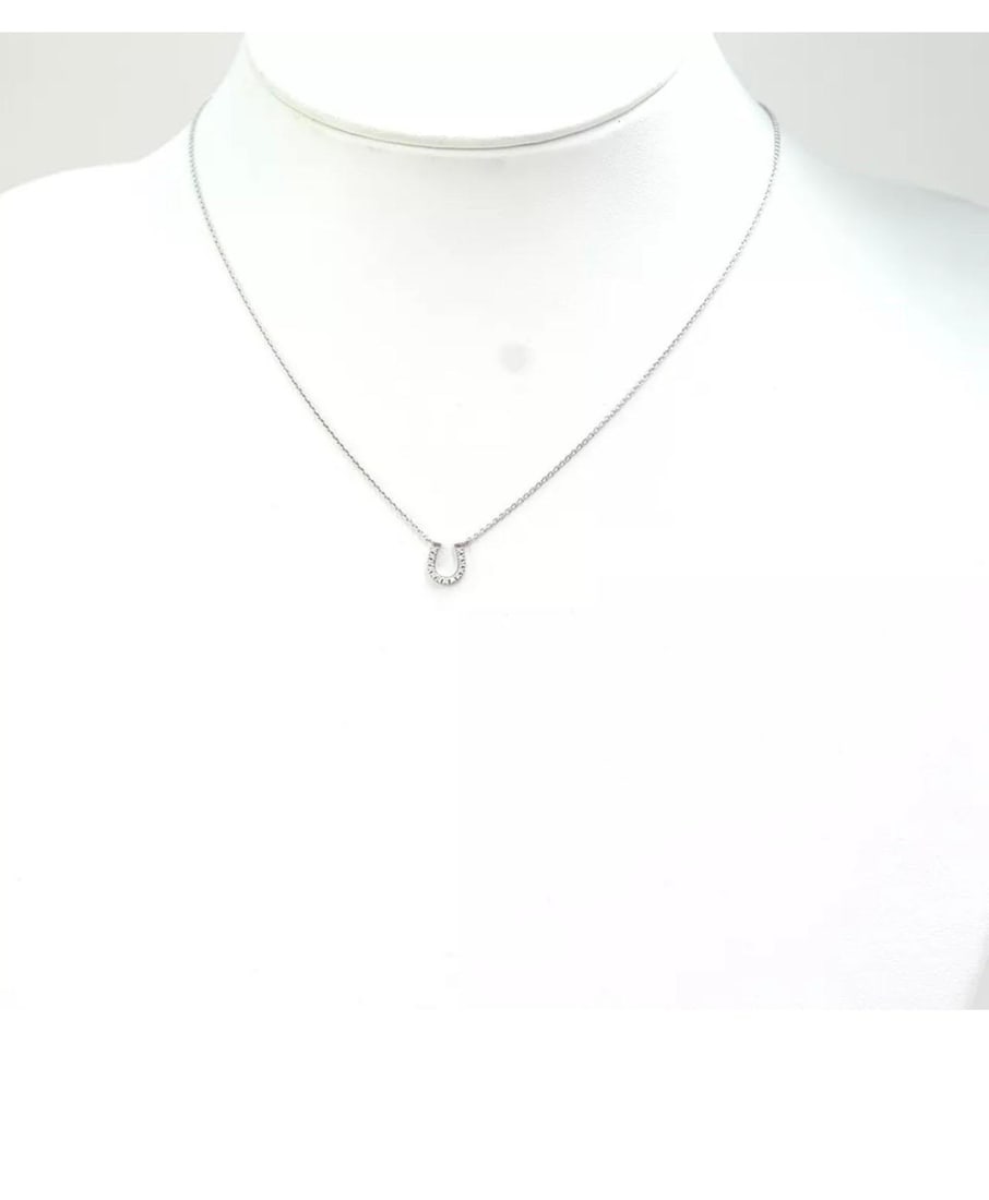 Tiffany & Co. Horseshoe 18P Diamond Necklace 16" 18 Karat White Gold Authentic - 7