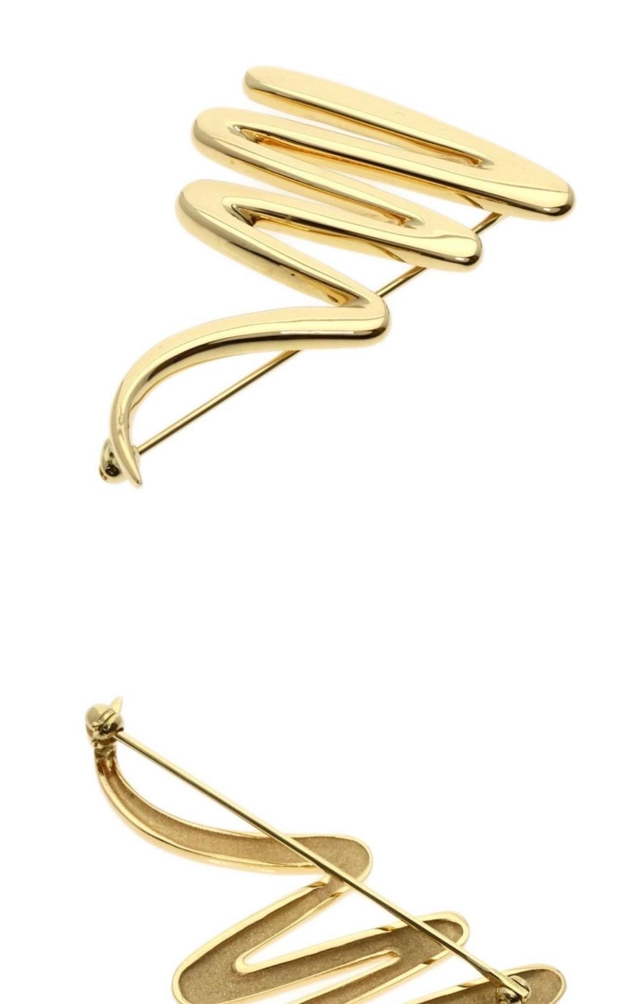Tiffany & Co. Picasso Large Zig Zag 18k Yellow Gold Scribble Pin/Brooch, 31 Gm - 17